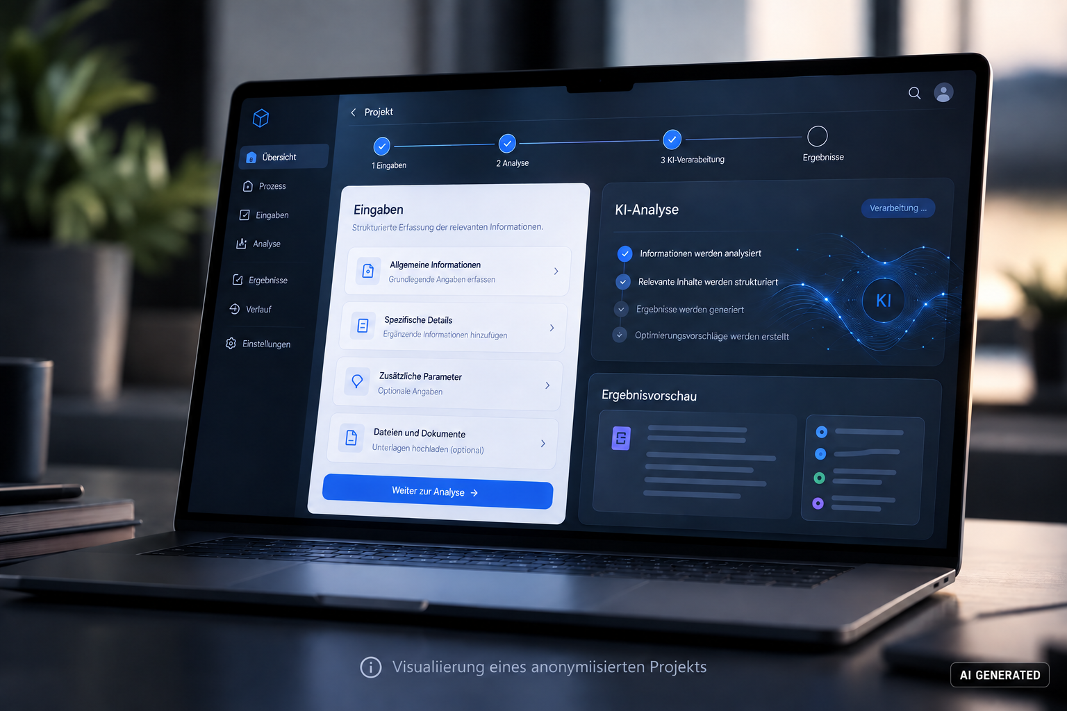 KI-generierte Visualisierung eines anonymisierten Webanwendungsprojekts