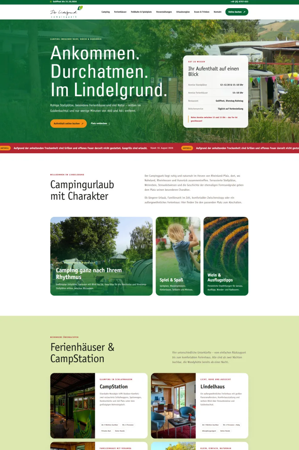 Website des Campingparks Lindelgrund – Webdesign-Referenz